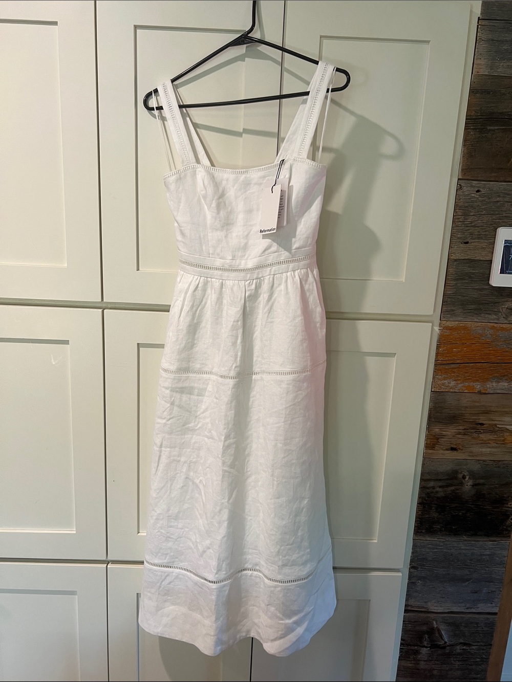NWT Reformation Everett Linen Midi Dress in White - Size 2